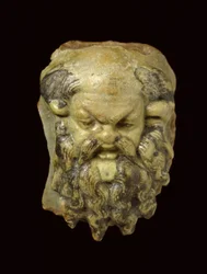 Silenus Head of Glazed Faience
